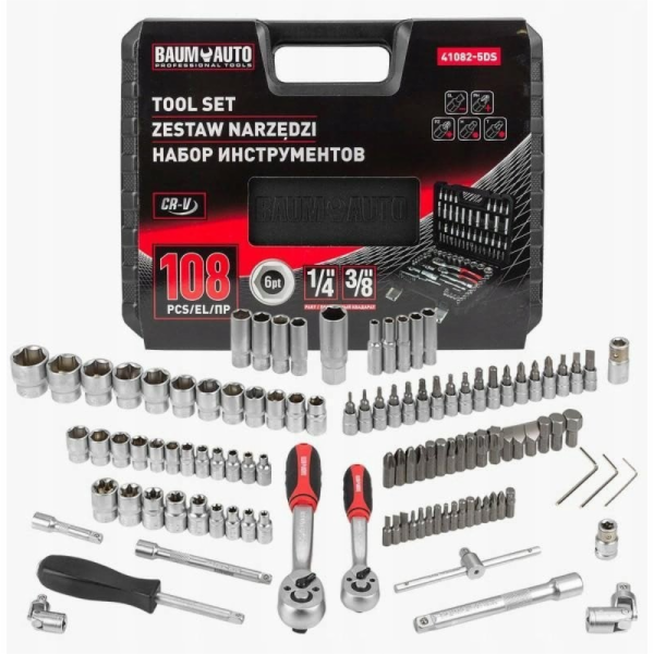 NoName Sada nářadí 108 dílů 1/4 a 3/8 (4-22 mm)