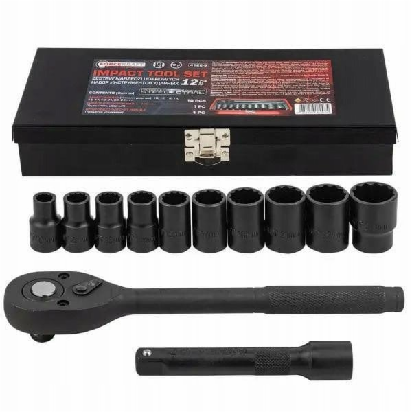 Forcekraft 1/2 12dílná sada rázových nástrojů (10–24 mm)