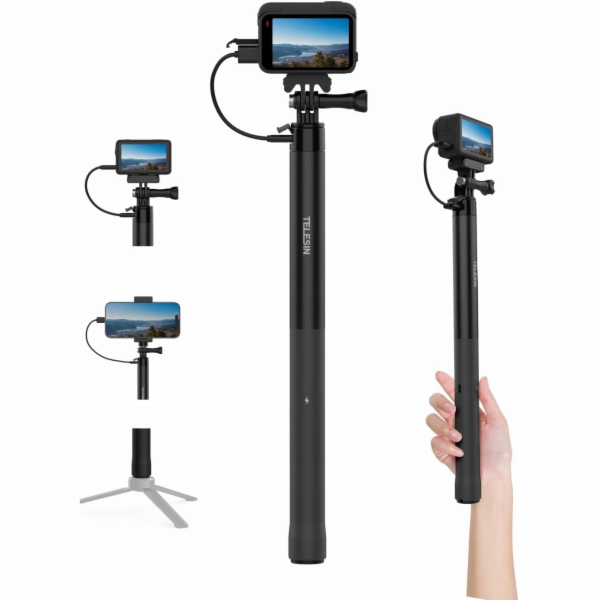 Telesin Selfie tyč Powerbanka 5000mah USB-C Monopod 1/4 G...