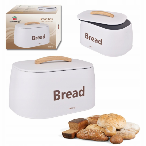 KingHoff OCELOVÁ KRABIČKA NA CHLÉB KH-1947 BÍLÁ