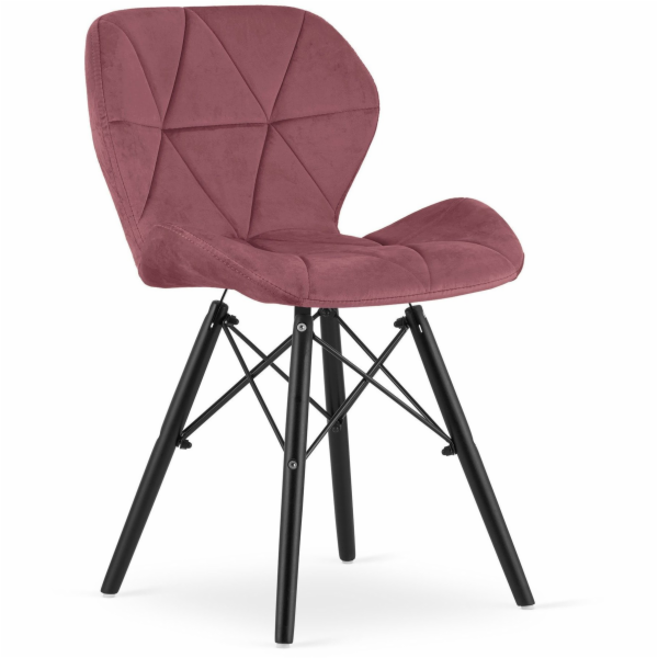 Leobert Židle LAGO Samet - tmavě růžová / černé nohy x 1