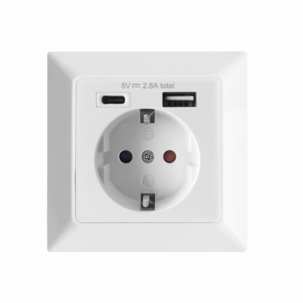 Orno Jednoduchá zásuvka 2P+Z (Schuko), USB-A + USB-C, výs...