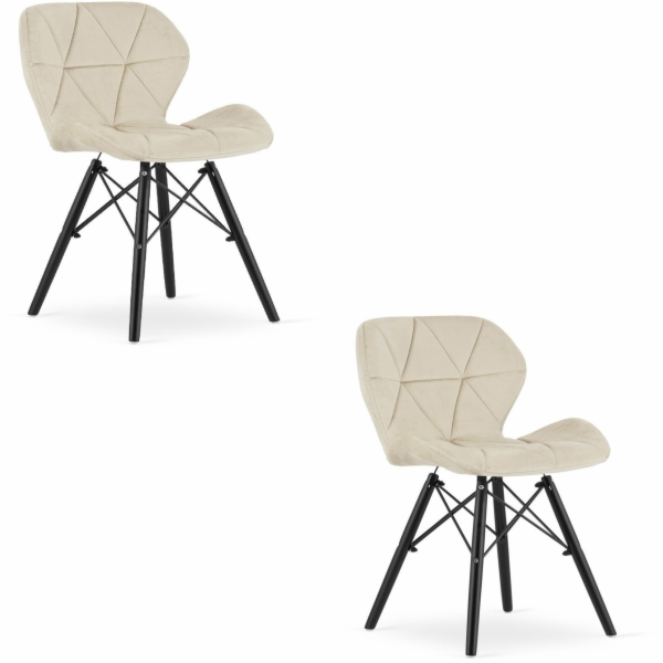 Leobert Béžově čalouněná sametová židle LAGO s černými no...