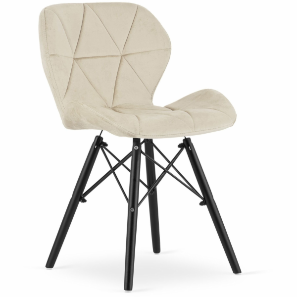 Leobert Béžová čalouněná sametová židle LAGO s černými no...