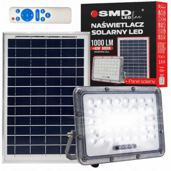 UN LED SOLÁRNÍ REFLEKTOR 40W 6000K 1000LM + PANEL
