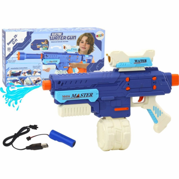 LeanToys Vodní puška M416 s bateriemi 650 ml modrá