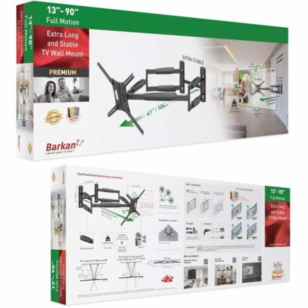 Barkan Nástěnný držák pro TV 13-90 60 kg, otočný, naklápěcí