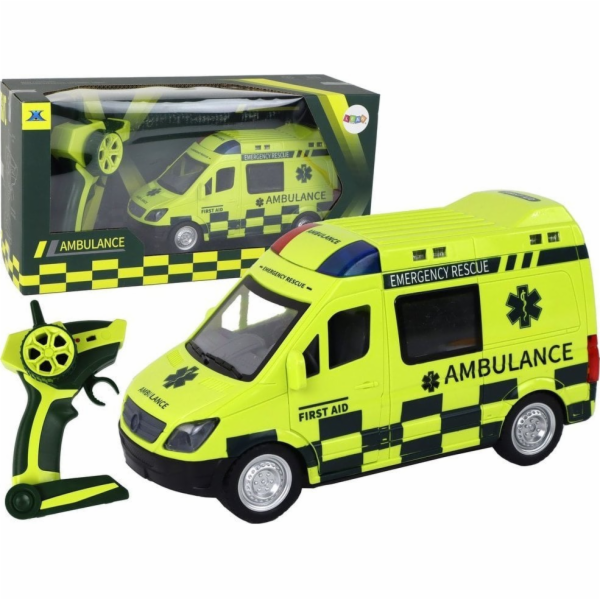 LeanToys Žlutá sanitka na dálkové ovládání se světly
