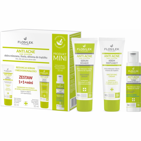Floslek Dárková sada proti akné FLOSLEK Matující krém + Z...