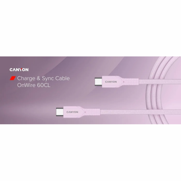 Canyon Kabel OnWire 60CL CC 60W COLOR Pletený 1m růžový C...
