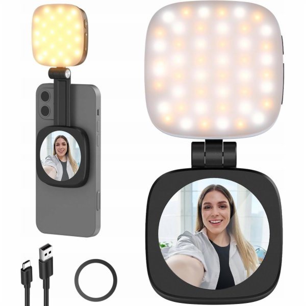 Neewer 48 LED lampa + magnetické selfie zrcátko MagSafe p...