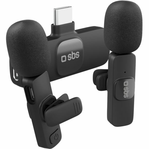 NoName Klopové mikrofony SBS s USB-C přijímačem 2 ks - černé