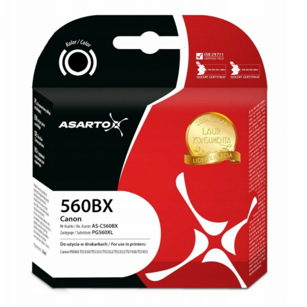 Asarto Inkoust pro Canon 560BX | 3712C001 | PG560XL | 600...