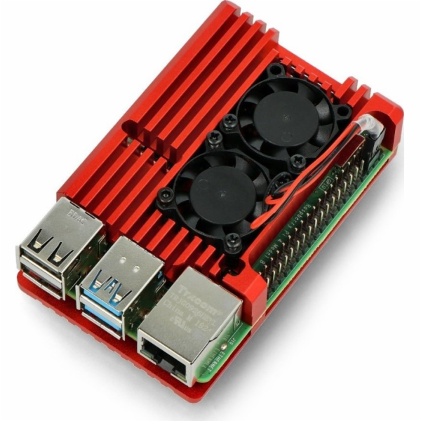 JustPi Pouzdro pro Raspberry Pi 4B - hliníkové se dvěma v...