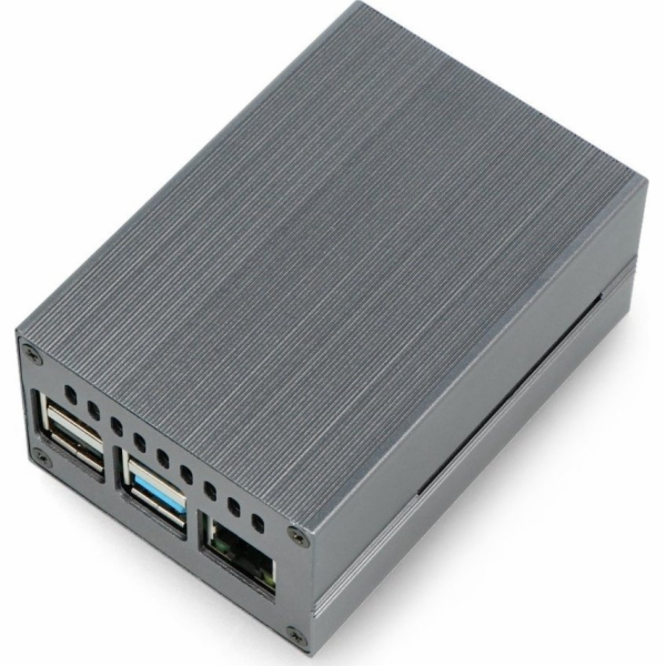 OEM skříň Raspberry Pi 4B s ventilátorem - hliníková - šedá