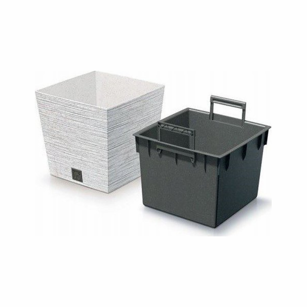 Prosperplast Furu čtvercový květináč s vložkou 29,5 cm bílý