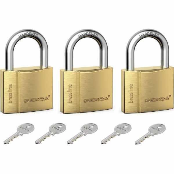 Gerda Sada 3 trojitých mosazných visacích zámků BRASS LIN...
