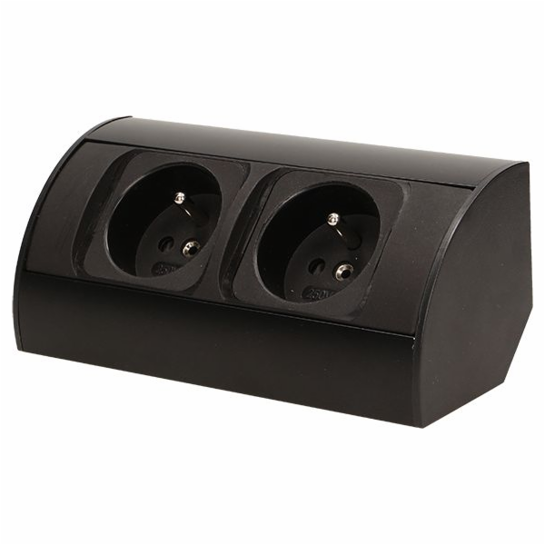 Orno Nábytková zásuvka bez vypínače, 2x2P+Z, černá