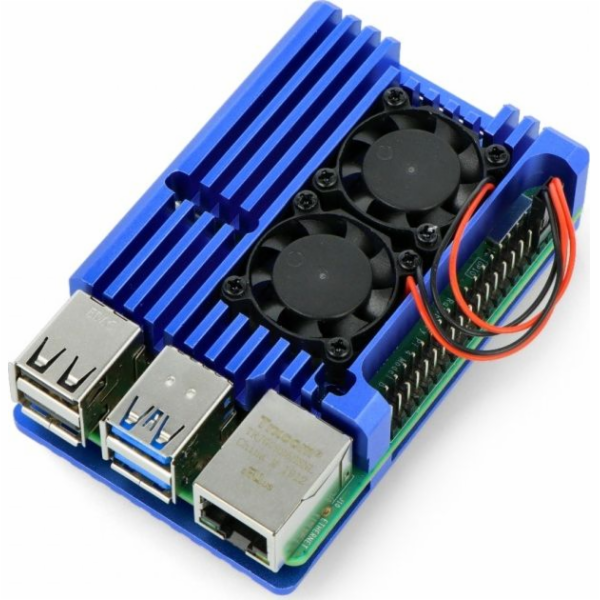 JustPi Pouzdro Raspberry Pi 4B s dvojitým ventilátorem (O...
