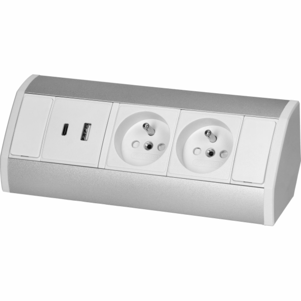 Orno Nábytková zásuvka 2x2P+Z, 2xUSB (typ A+C; 2,4A), bíl...