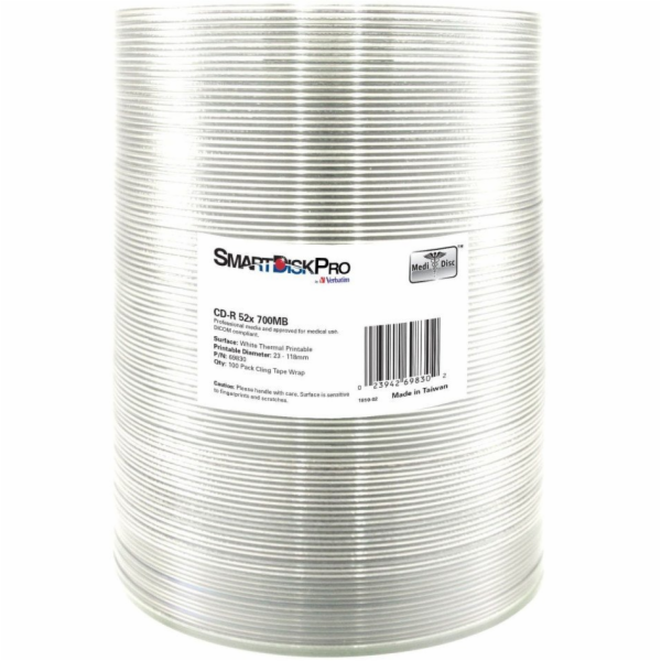 SmartDisk CD-R, 69830, bílý termální tisknutelný, balení ...