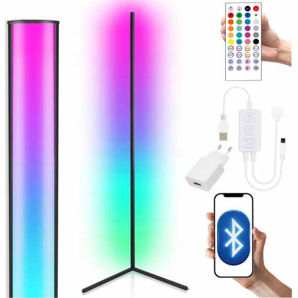 LIGHT4ME NÁSTĚNNÁ STOJAČOVÁ LAMPA 1 RGB LED bílá, bezdrát...