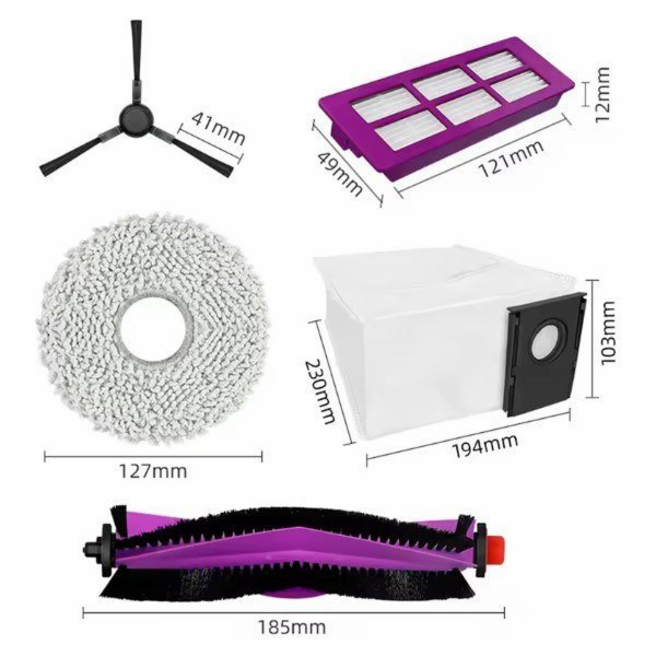 Midea Sada náhradních dílů V15: 1x boční kartáč, 2x mopov...