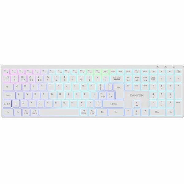 Canyon Bezdrátová klávesnice HKB-W11, UK/US RGB, duální r...