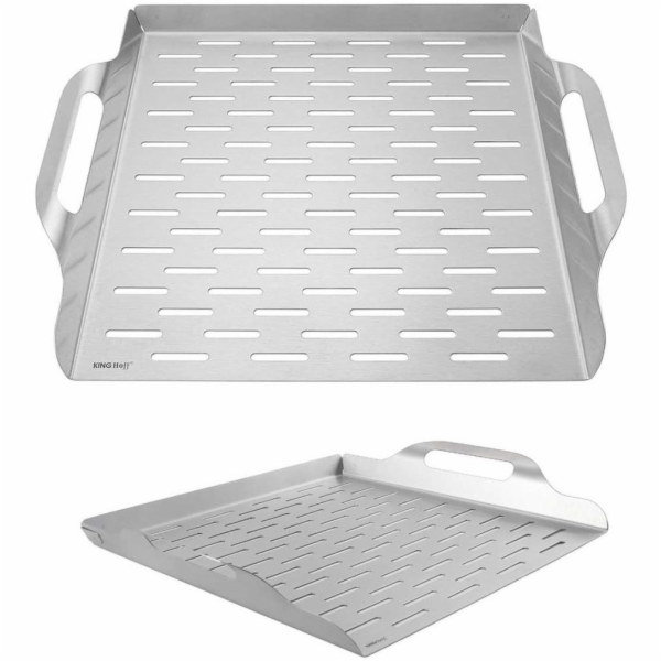 KingHoff OCELOVÝ PODNOS 37x31cm NA GRIL KH-1917