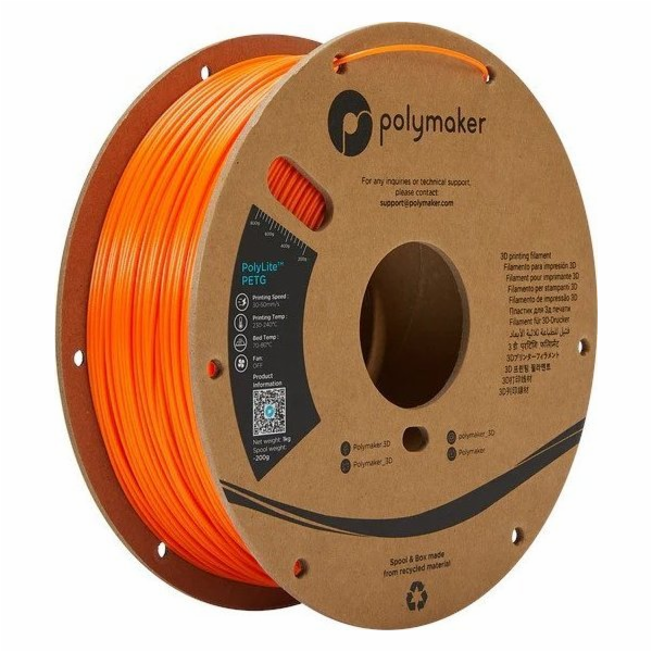 Poly ilament Polymaker PolyLite PETG 1,75 mm 1 kg - oranžový