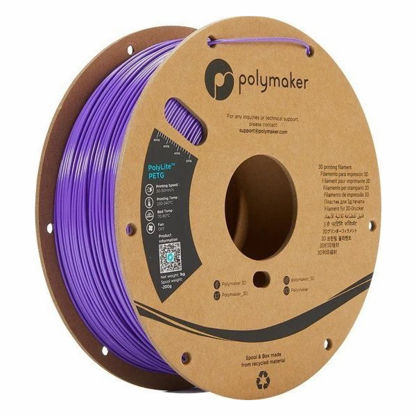 Poly ilament Polymaker PolyLite PETG 1,75 mm 1 kg - fialový