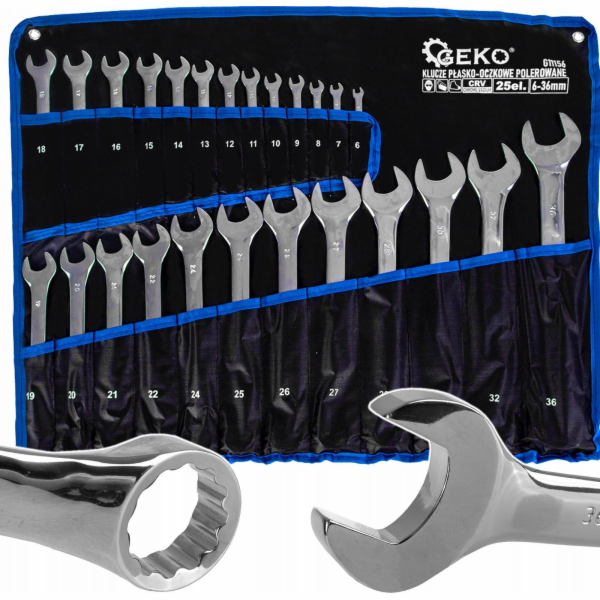 Geko leštěné očkoploché klíče 6-36 mm 25 ks CRV (4)