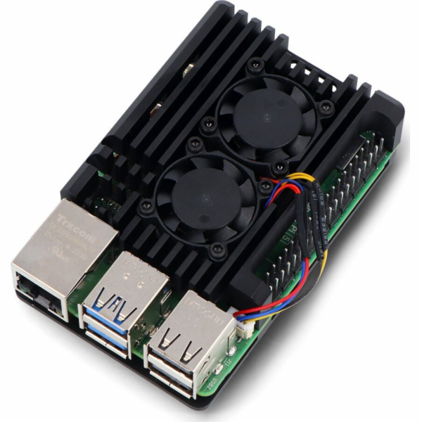 OEM skříň Raspberry Pi 5 se dvěma ventilátory - hliníková...