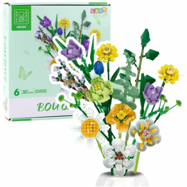 LeanToys Stavební kostky Dekorativní kytice barevných kvě...