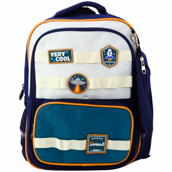 Lean Školní batoh s penálem Space Patches tmavě modrý 16l