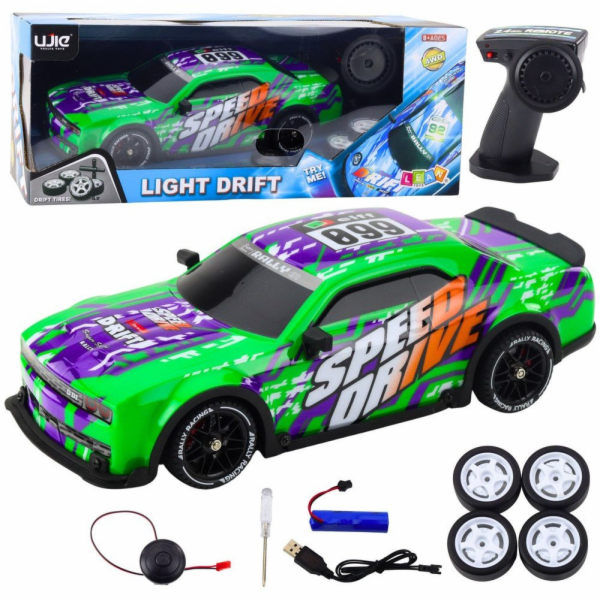 LeanToys RC sportovní auto na dálkové ovládání s podsvíce...