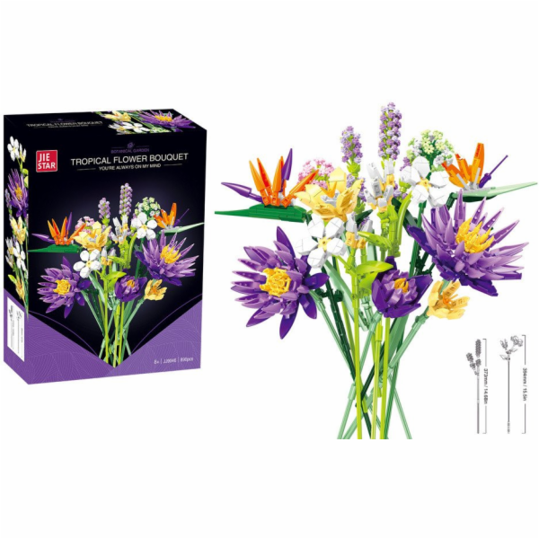 LeanToys Stavební kostky Kytice tropických květin 890 dílků.