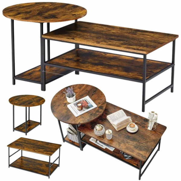 Lean Sada konferenčních stolků 2 v 1, vintage rustikální ...