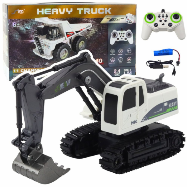 LeanToys RC pásový bagr se světly a zvuky bílý 1:24 LEAN ...