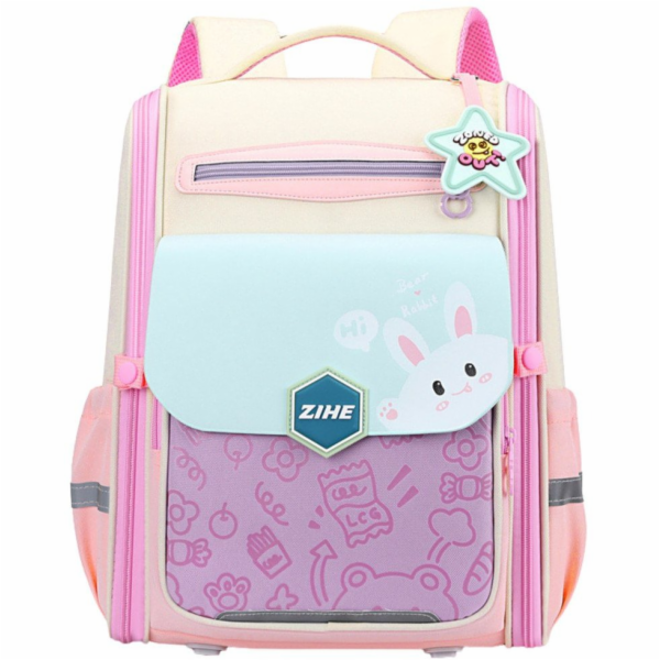 Lean Školní batoh s hrudním popruhem s králíkem, pastelov...