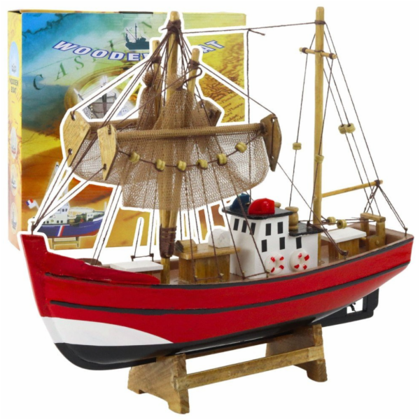 LeanToys Sběratelský model dekorativní rybářské lodi červ...