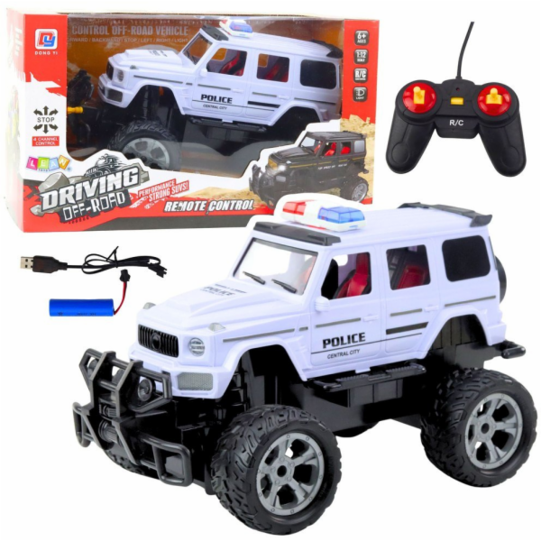 LeanToys RC policejní terénní vozidlo bílé barvy 1:12