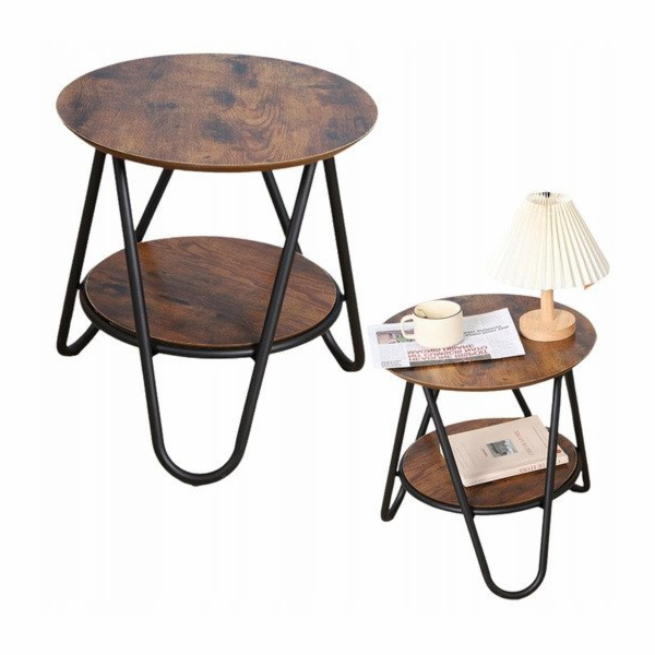 Lean Kulatý konferenční stolek s přídavnou policí, indust...