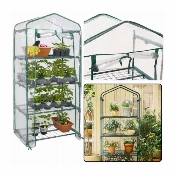 Lean Mini balkonový zahradní skleník, 4 kovové police, PV...