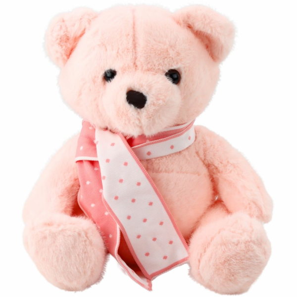 LeanToys Plyšový medvídek se šálou růžový 35 cm