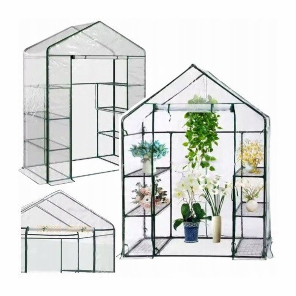 Lean Mini balkonový zahradní skleník 4 kovové police PVC ...