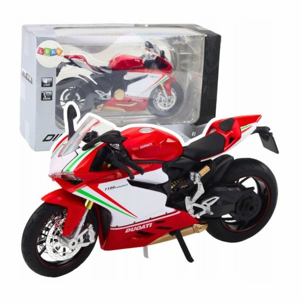 LeanToys Sportovní motocykly, kovová červená bílá světla,...