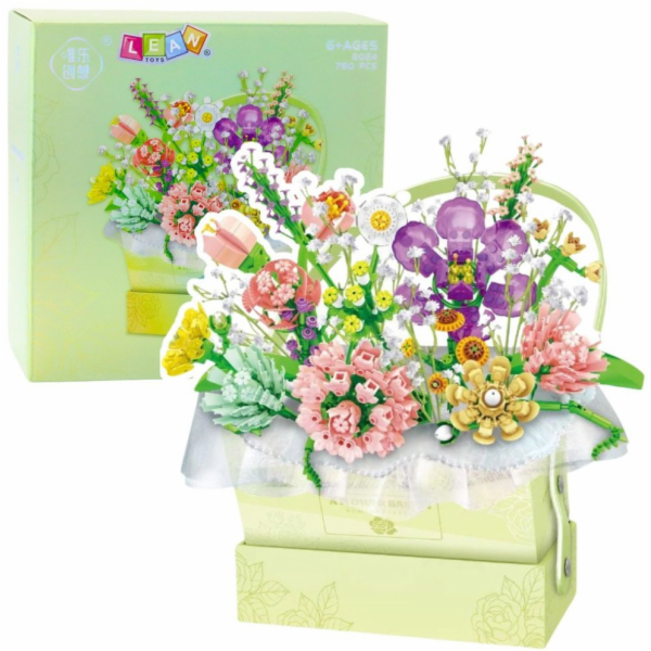 LeanToys Stavební kostky Složení v krabici Květinová zele...