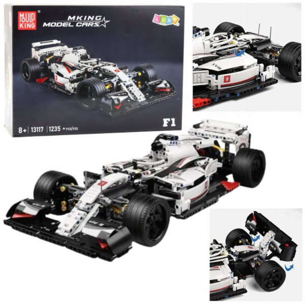 LeanToys Stavebnice závodního vozu F1, bílá a červená, 12...