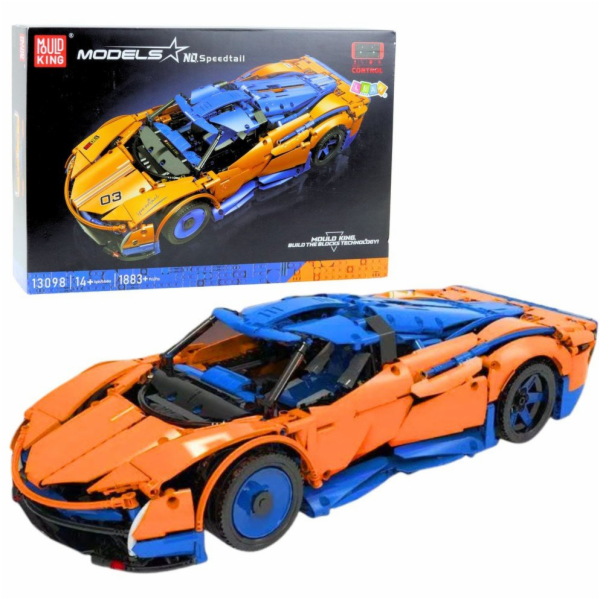 LeanToys Stavebnice sportovních aut RC, modro-oranžová, 1...